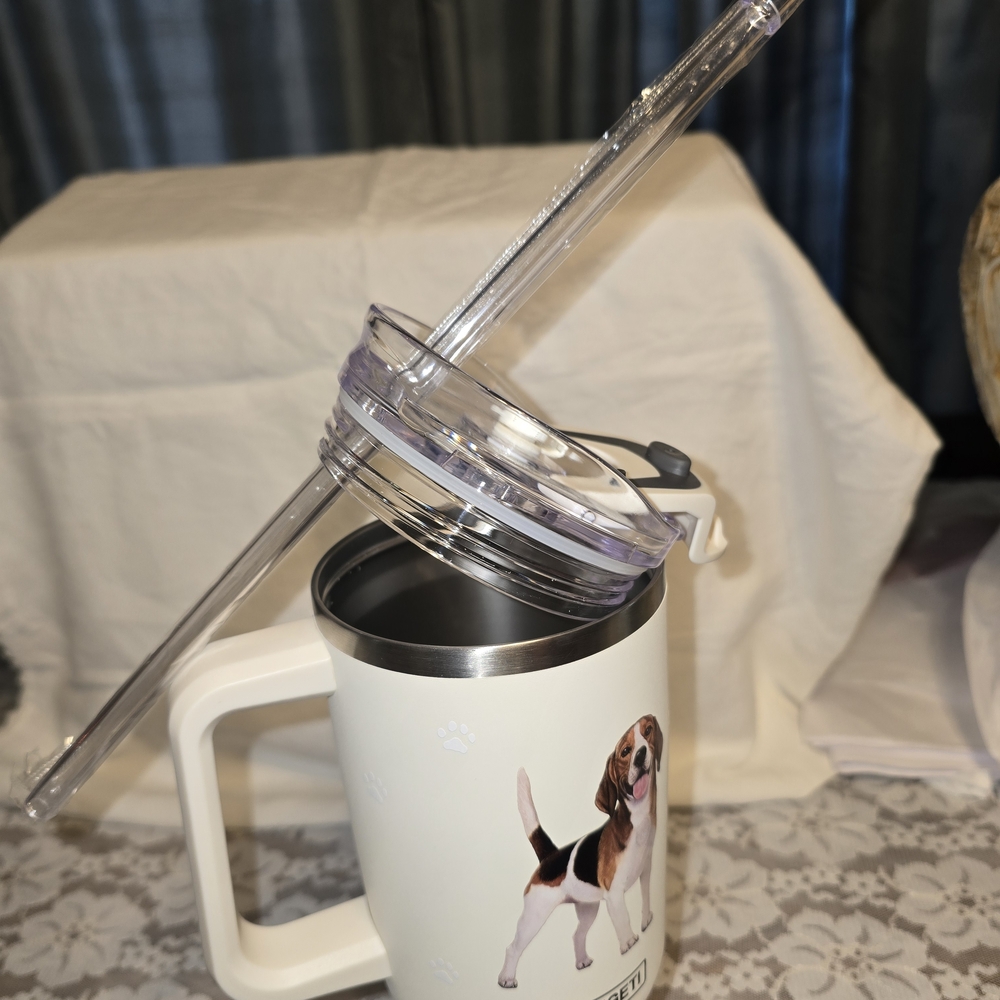 Serengeti Cream  Beagle Dog Tumbler with Handle - Picture 7 of 7